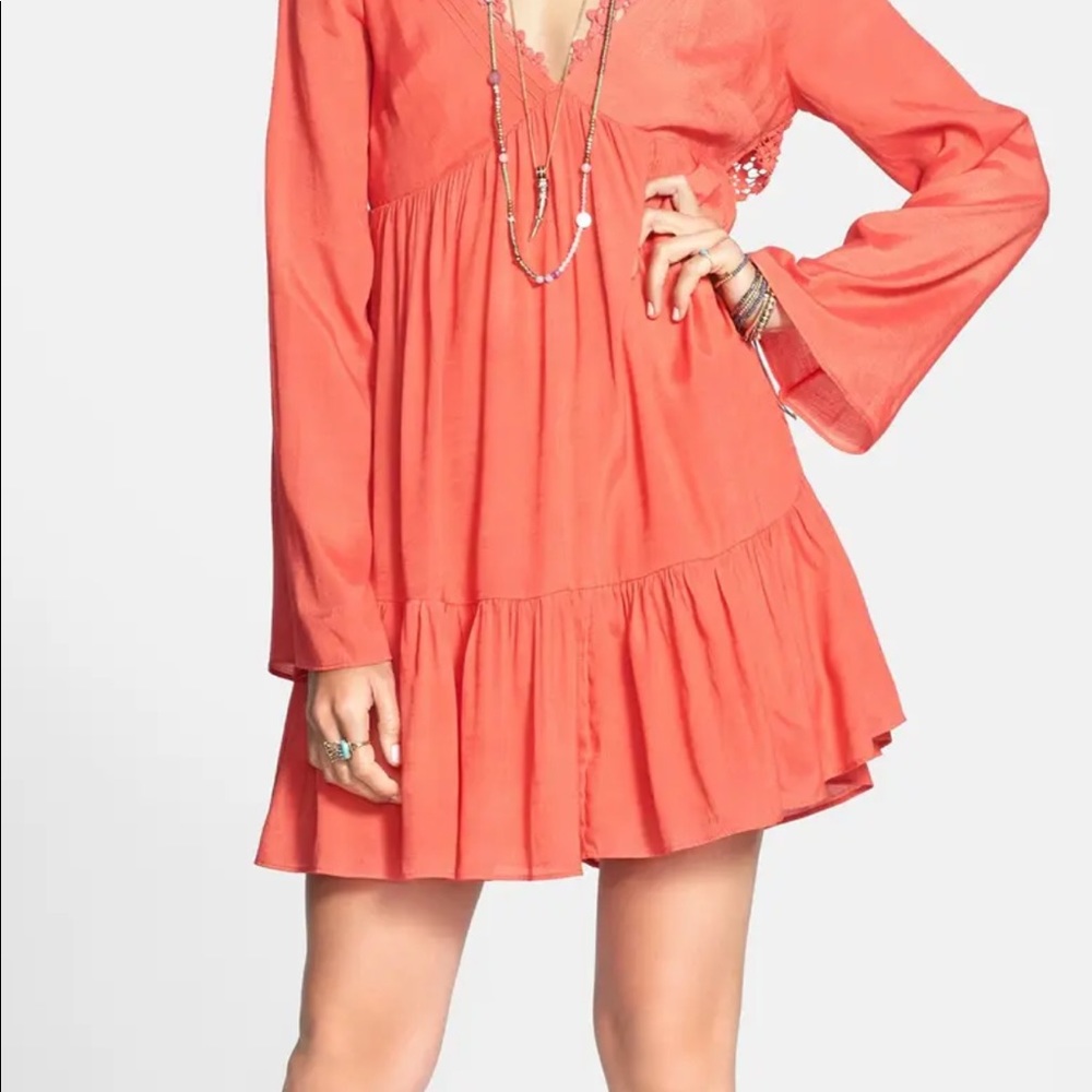 Free People Gentle Dreamer Dress Coral Color Small Beachy Milk Maid